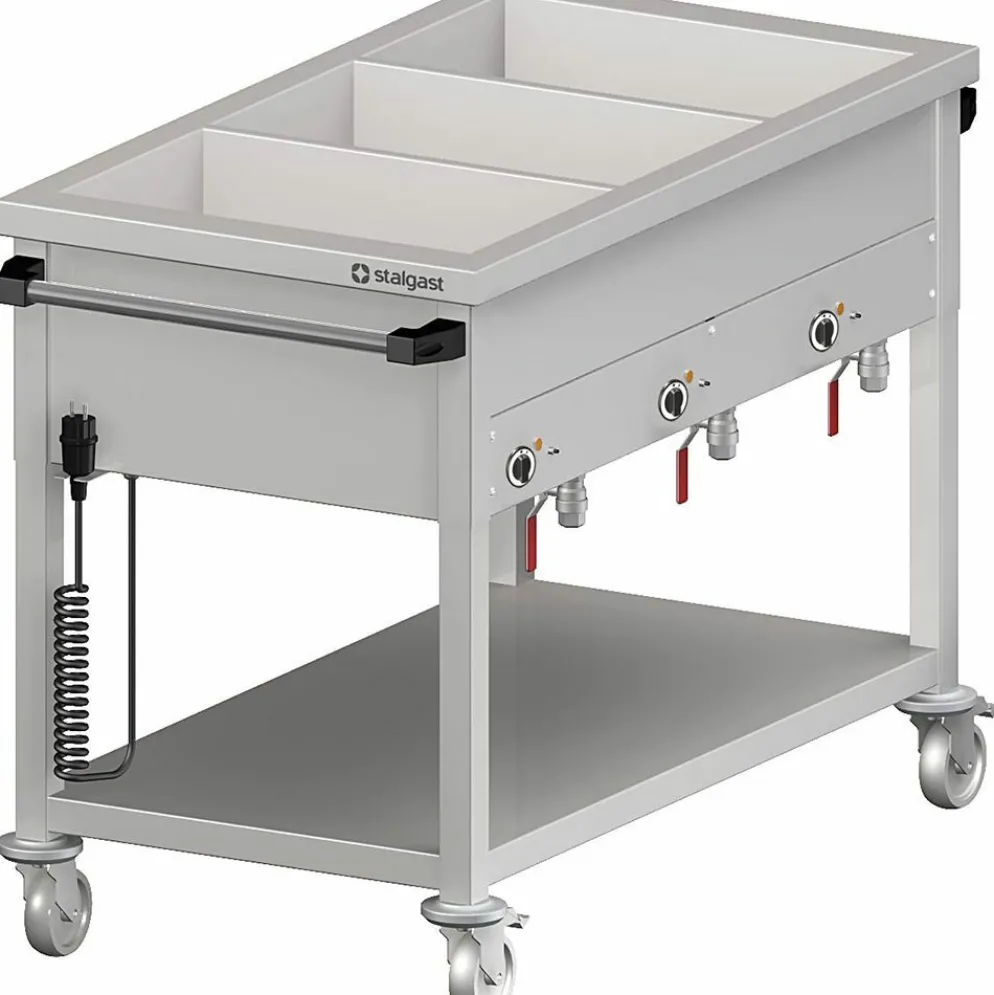 STALGAST Bain-Marie Wagen, mit 3 Becken für 3x GN1/1 ,1205x600x850 mm