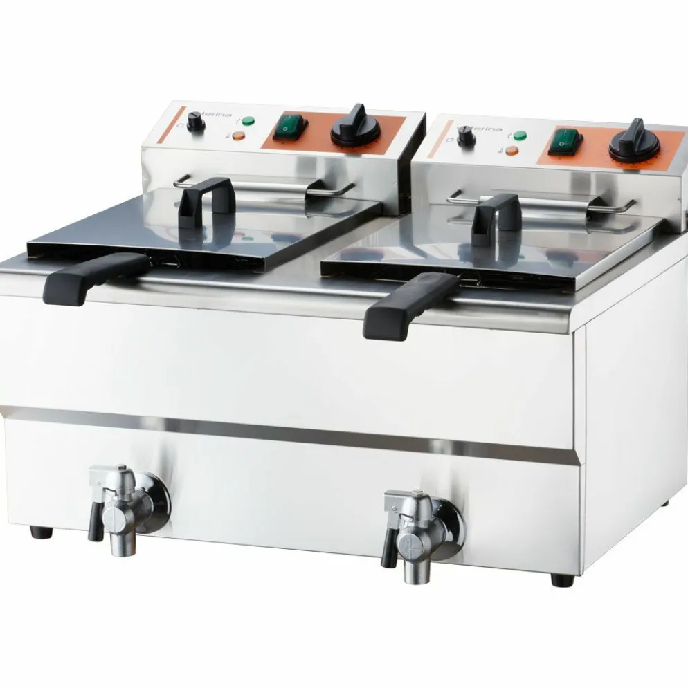 STALGAST Caterina Doppel-Fritteuse 2x 8L, Ablasshahn, 610x510x390 mm, 2x 3kW, 230V