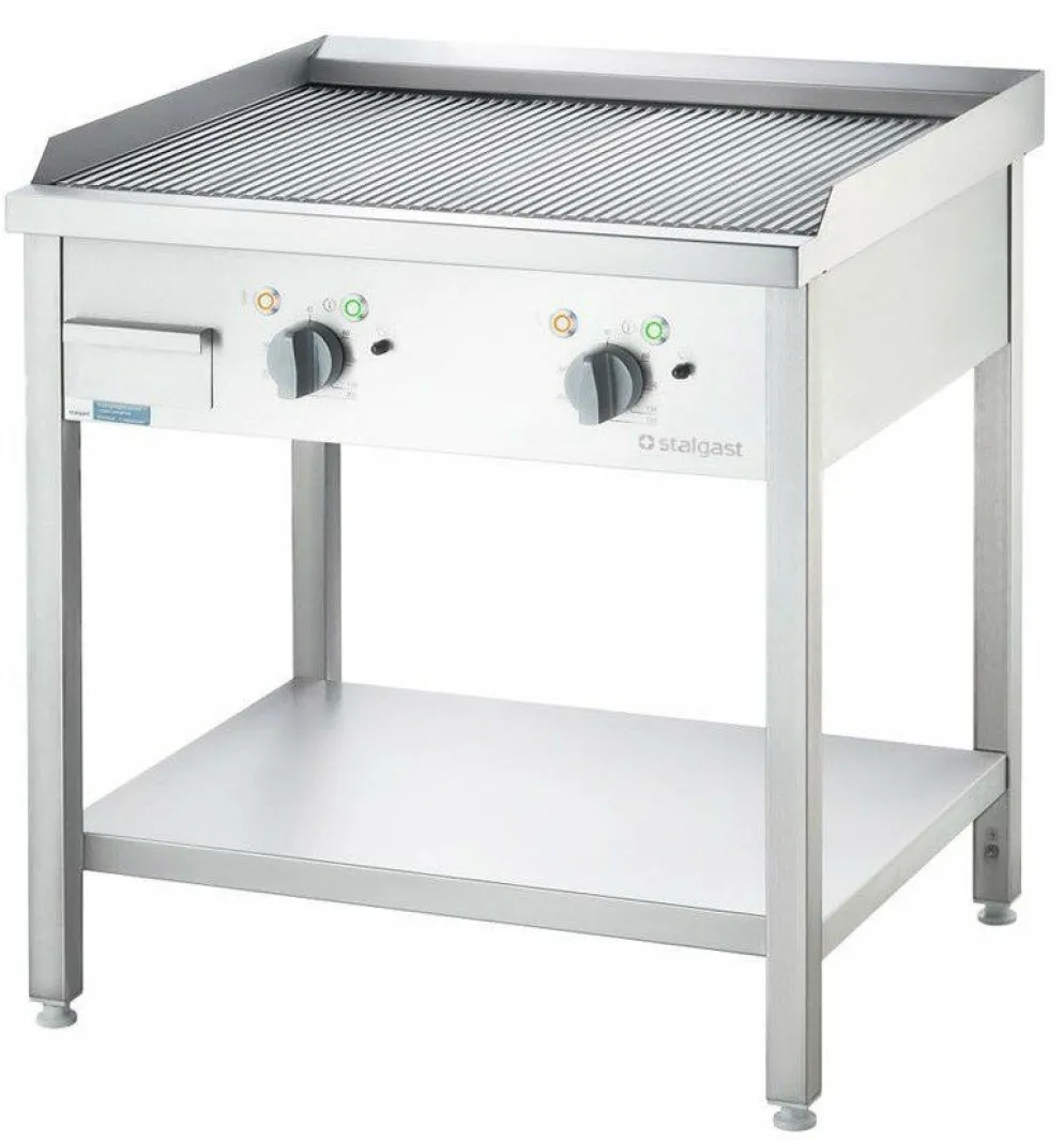 STALGAST Elektro-Griddleplatte - gerillt, 800x700x850 mm, 400 V, 8,10 kW