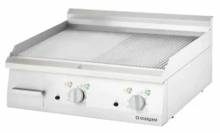 STALGAST Elektro-Griddleplatte, 800x700 mm, ½ glatte/½ gerillt, 400V, 8,1 kW