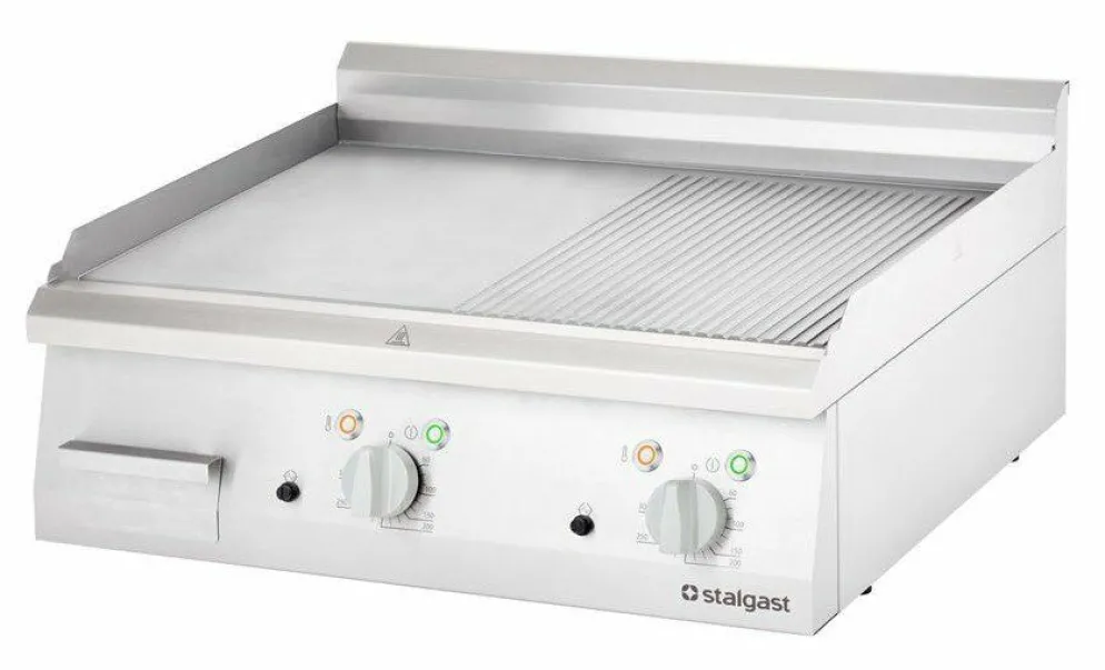 STALGAST Elektro-Griddleplatte, 800x700 mm, ½ glatte/½ gerillt, 400V, 8,1 kW