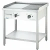STALGAST Elektro-Griddleplatte - ½ glatt / ½ gerillt, 800x700x850 mm, 400 V, 4,05 kW