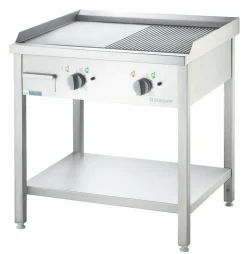 STALGAST Elektro-Griddleplatte - ½ glatt / ½ gerillt, 800x700x850 mm, 400 V, 4,05 kW