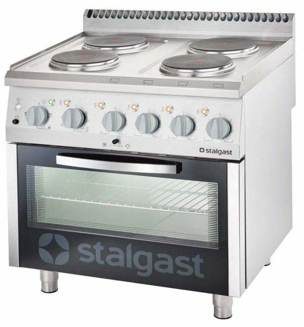 STALGAST Elektro-Herd mit 4 Kochplatten und statischem Backofen GN 2/1