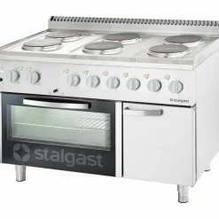 STALGAST Elektro-Herd mit 6 Kochplatten, statischem Backofen GN 2/1 und Unterschrank