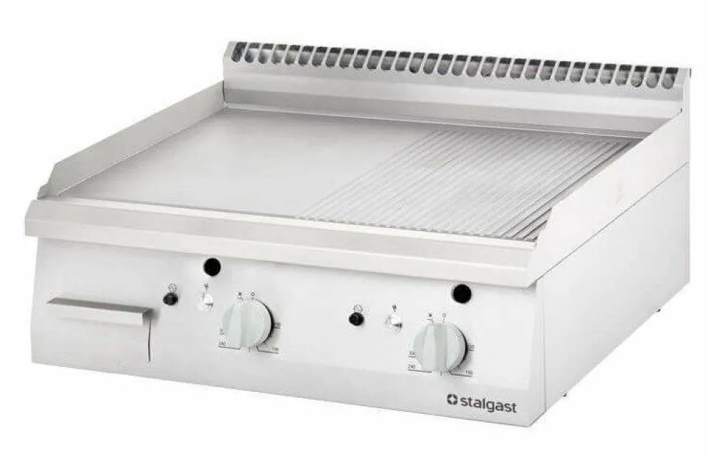 STALGAST Gas-Griddleplatte, ½ glatt / ½ gerillt 800x700x250 mm, 13Kw