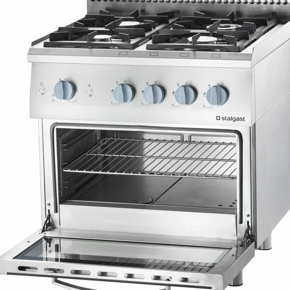 STALGAST Gasherd 4 Brenner mit Gasbackofen (GN 2/1), 4-Brenner
