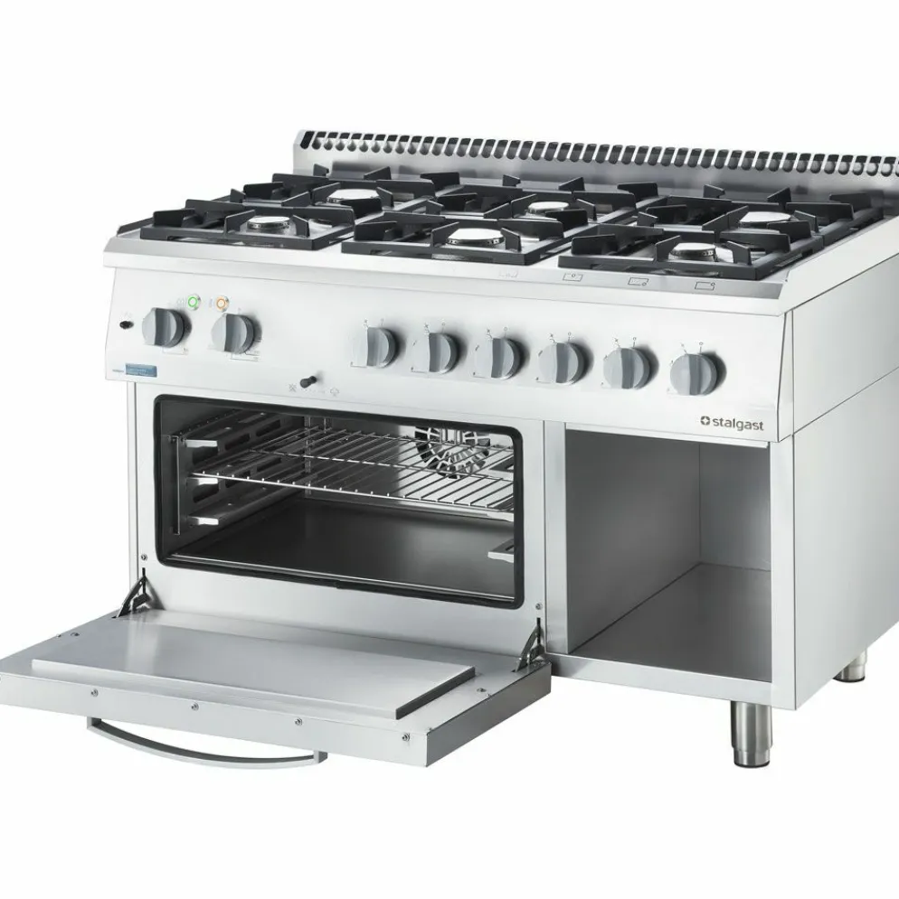 STALGAST Gasherd ECO 6 Brenner (3x3,5 + 3x5 kW), Elektro-Heißluftofen (600x400mm, GN 1/1)