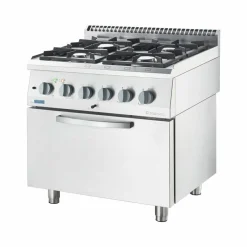 STALGAST Gasherd ECO 4-Brenner (2x3,5 + 2x5 kW), Elektro-Heißluftofen (600x400mm, GN 1/1)