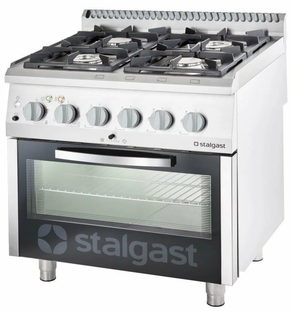 STALGAST Gasherd mit 4 Brennern (3,5+5+2x7) und Elektro-Backofen GN2/1