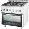 STALGAST Gasherd mit 4 Brennern (3,5x+5+2x7) und Elektro-Umluft-Backofen GN1/1