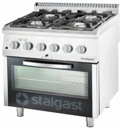 STALGAST Gasherd mit 4 Brennern (3,5x+5+2x7) und Elektro-Umluft-Backofen GN1/1