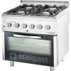 STALGAST Gasherd mit 4 Brennern (3,5x2x5+7), Elektro-Umluft-Backofen GN1/1