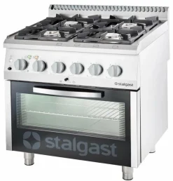 STALGAST Gasherd mit 4 Brennern (3,5x2x5+7), Elektro-Umluft-Backofen GN1/1