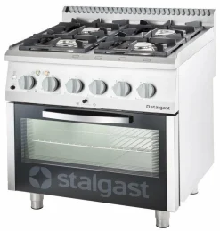 STALGAST Gasherd mit 4 Brennern (2x5+2x7) und Elektro-Backofen GN2/1