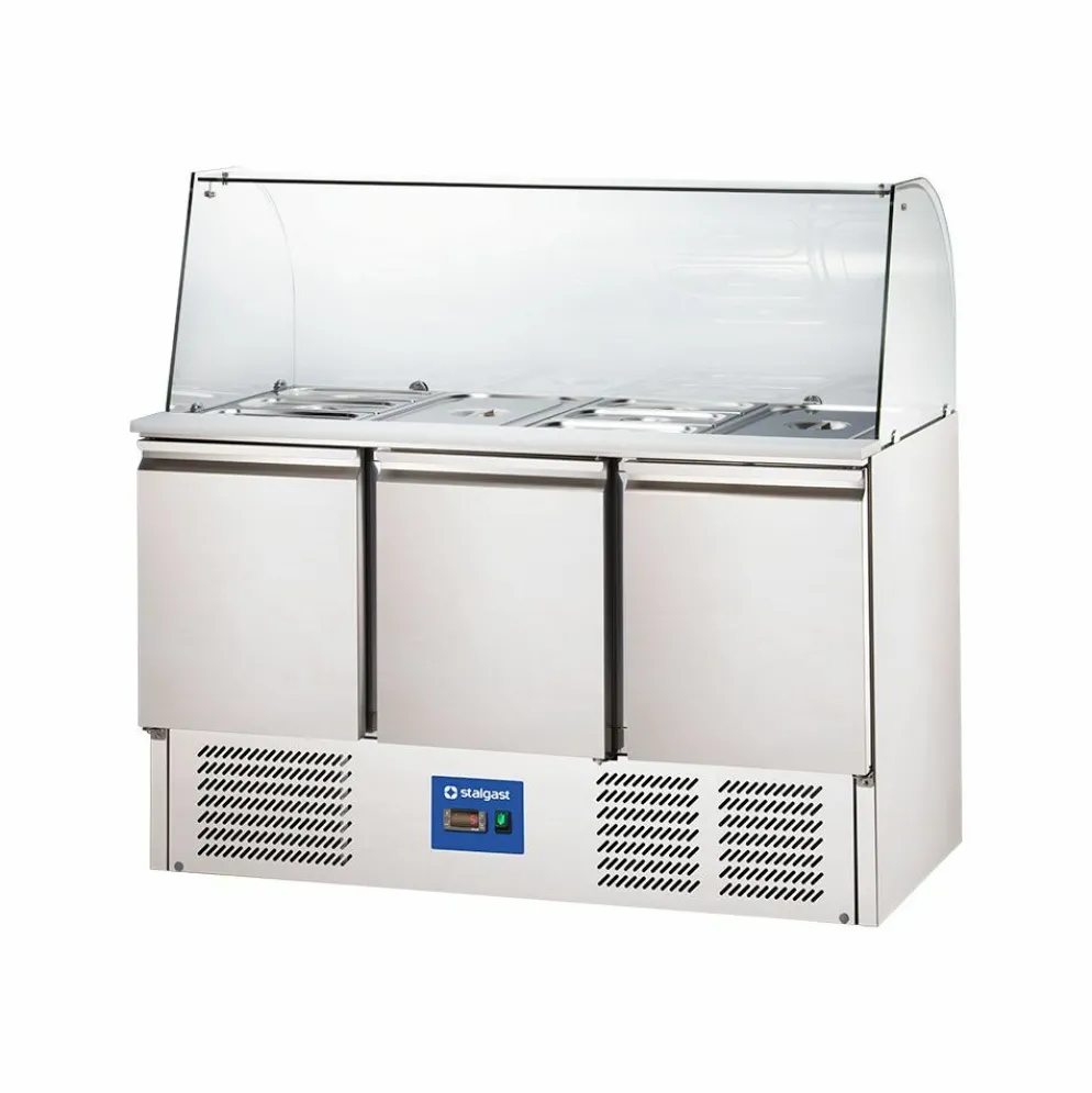 STALGAST Saladette mit Glasaufsatz, 3-türig für 16x GN1/4