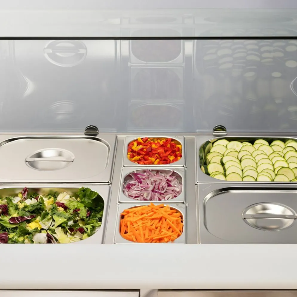 STALGAST Saladette mit Glasaufsatz, 2-türig, 10x GN 1/4