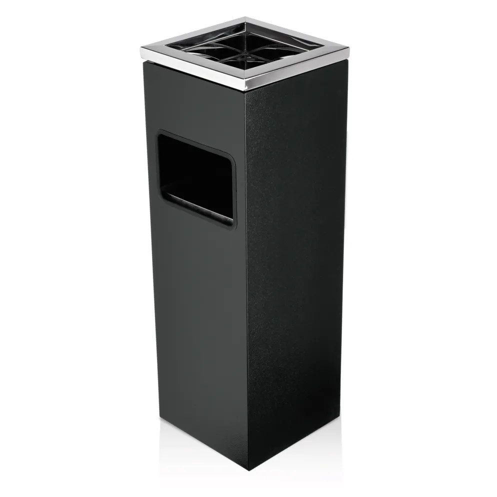Standascher, 20 x 20 x 60 cm, pulverbeschichteter Stahl schwarz/Edelstahl