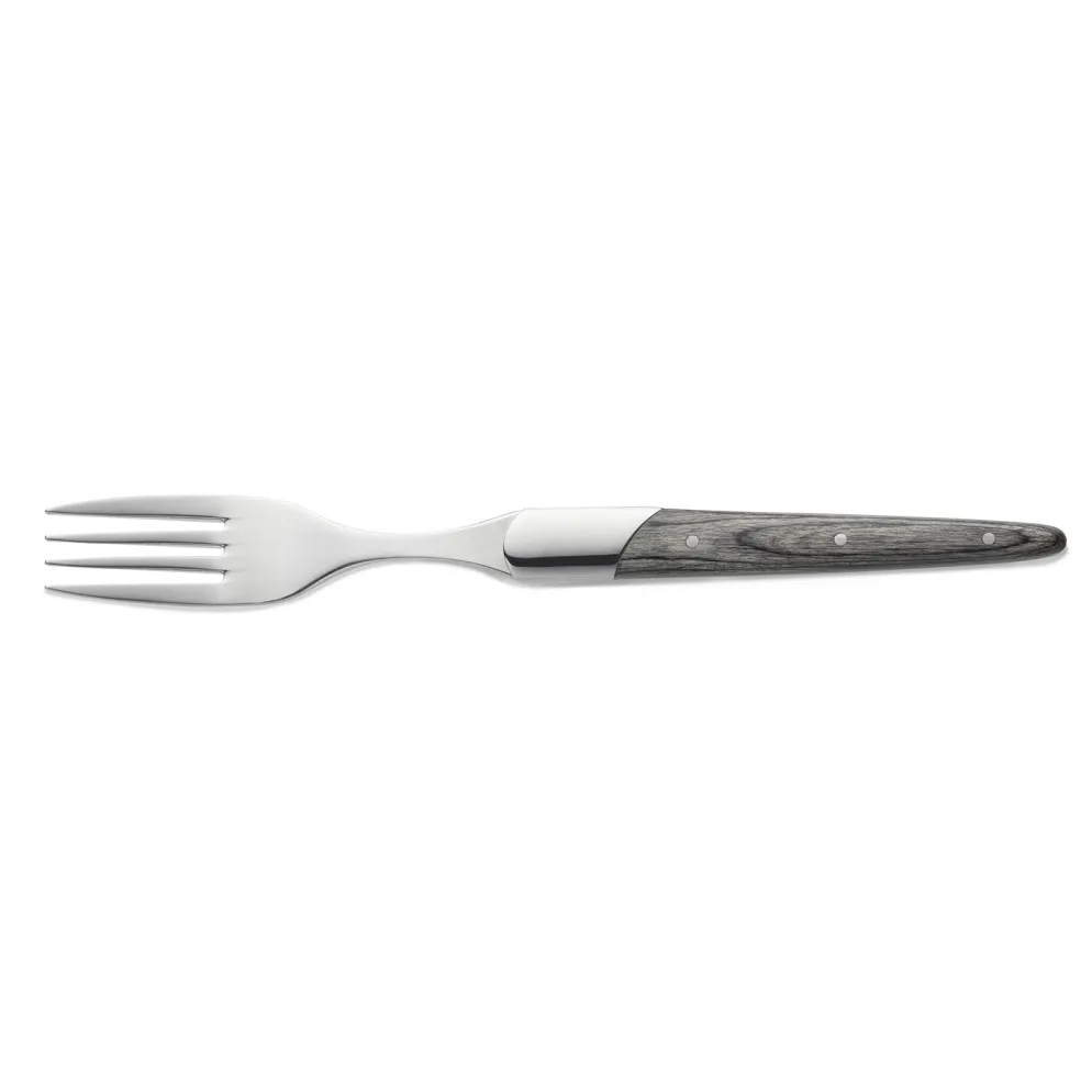 Steakgabel Set CARLOS, mit grauem Pakkaholzgriff, 22,5 cm, Set á 6 Stück, Klingenstahl 420, Holz