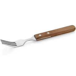 Steakgabel Set, mit Kiefernholzgriff, 20 cm, Set á 12 Stück, Holz, Edelstahl