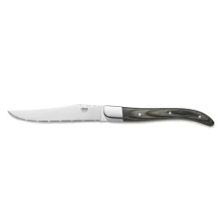 Steakmesser Set CARLOS, mit grauem Pakkaholzgriff, 23 cm, Set á 6 Stück, Klingenstahl 420, Holz