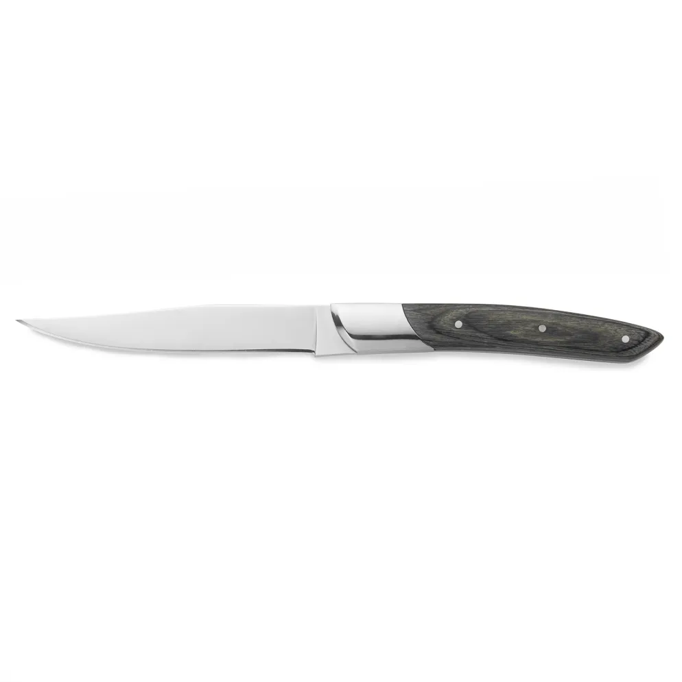 Steakmesser Set CARLOS, mit grauem Pakkaholzgriff, 24 cm, Set á 6 Stück, Klingenstahl 420, Holz