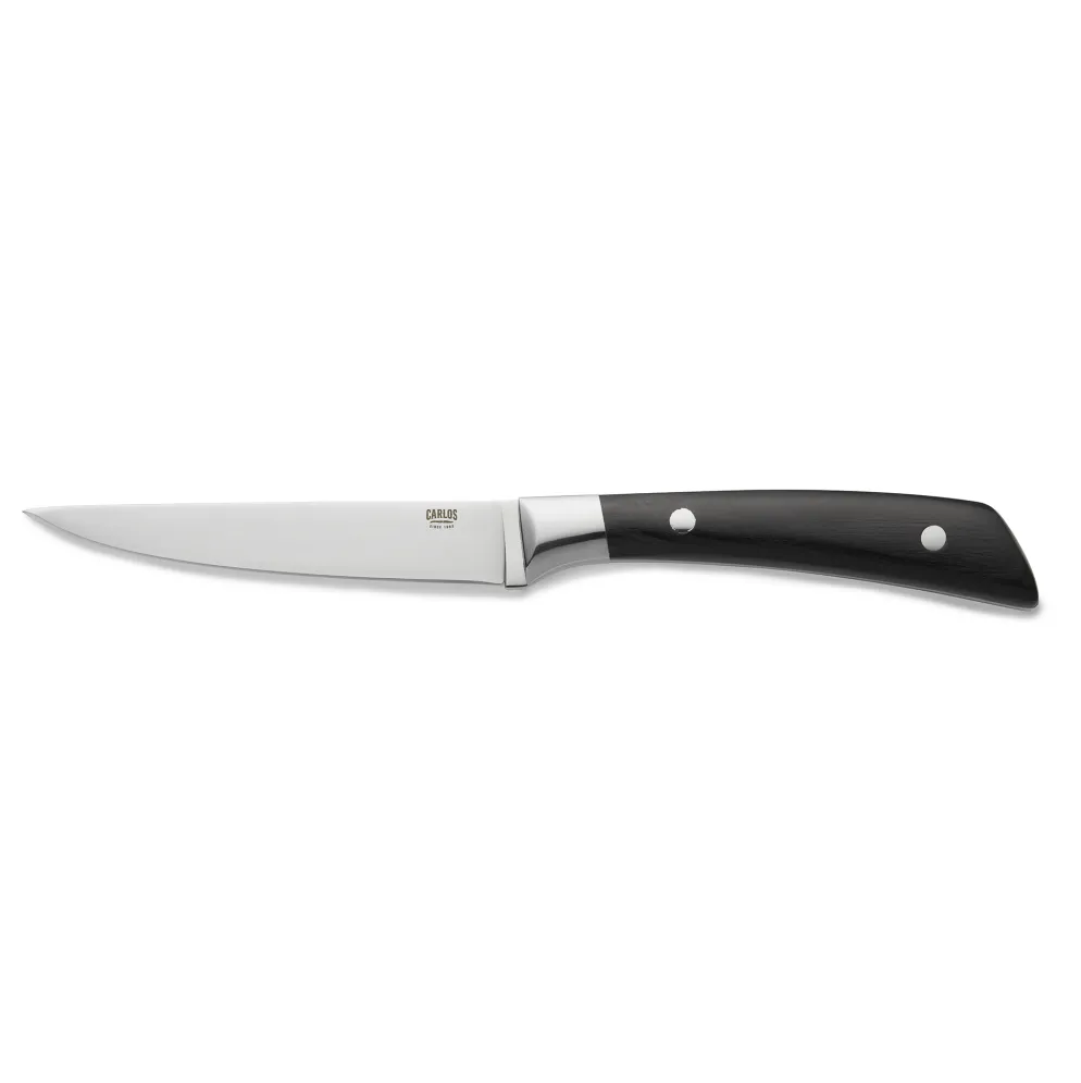 Steakmesser Set CARLOS, mit schwarzem Pakkaholzgriff, 24 cm, Set á 6 Stück, Klingenstahl 420, Holz