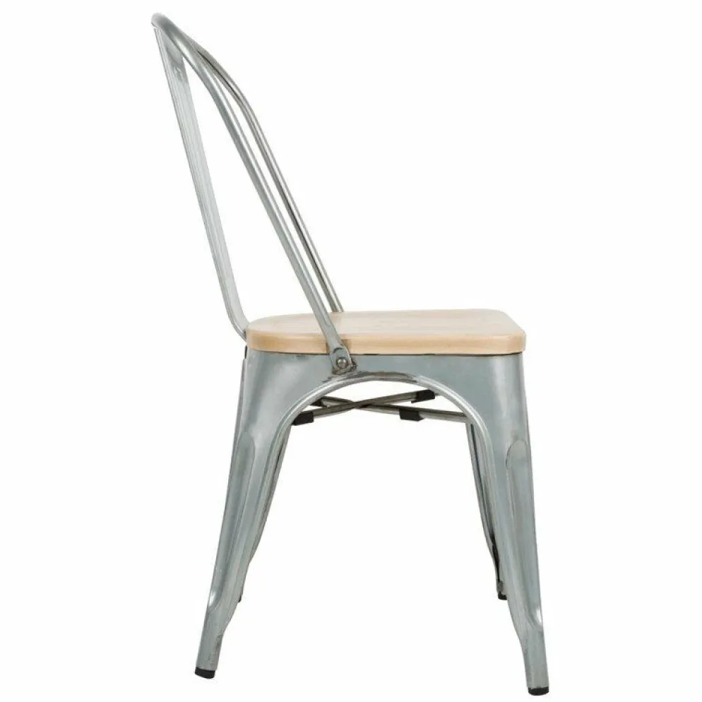 Stuhl Holli Bistro-S silber, Stahl mit Eschenholz, 43,4x50x84,7cm