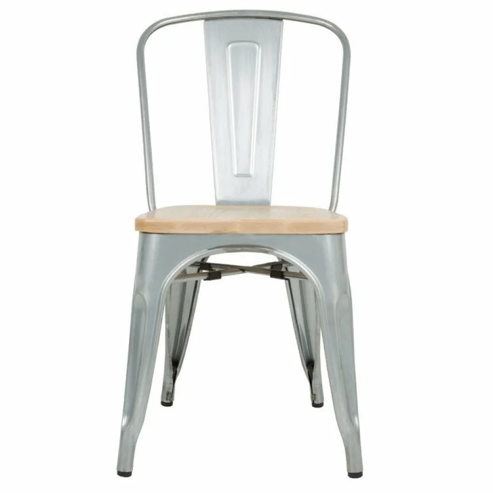 Stuhl Holli Bistro-S silber, Stahl mit Eschenholz, 43,4x50x84,7cm