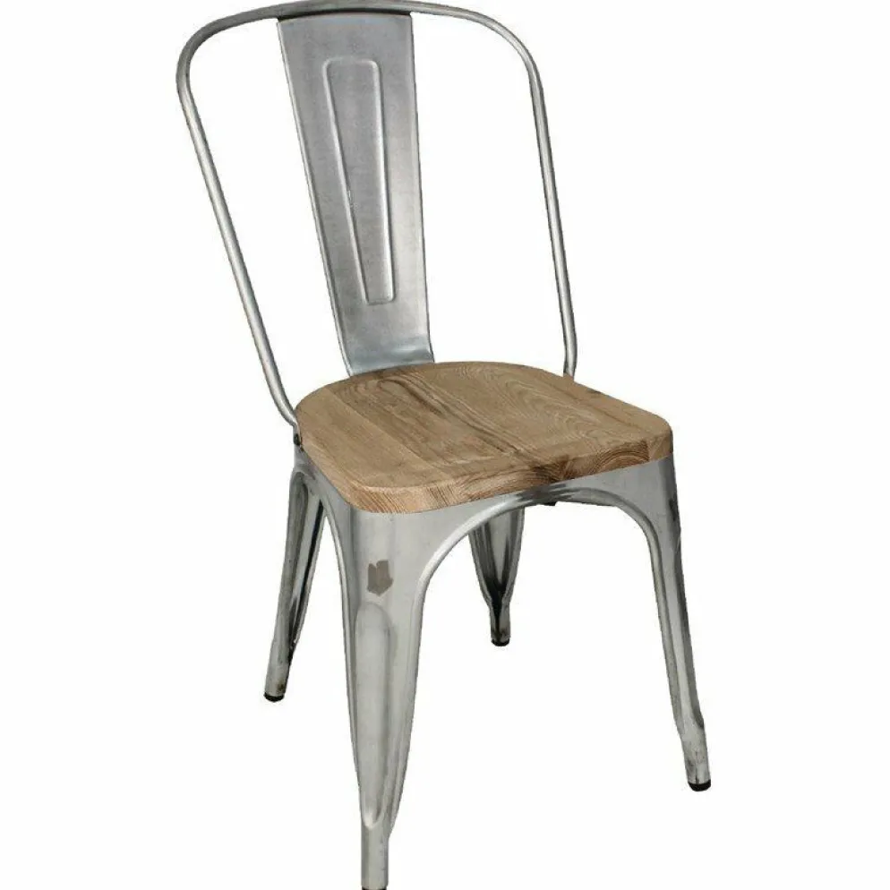 Stuhl Holli Bistro-S silber, Stahl mit Eschenholz, 43,4x50x84,7cm