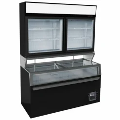 SUPERMARKT Wandtiefkühlung CS Schwarz 2 Glastüren 1454 mm