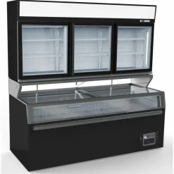 SUPERMARKT Wandtiefkühlung CS Schwarz 3 Glastüren 2104 mm