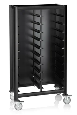 Tablettwagen DOUBLE MENSA BLACK für 2x 10 Tabletts
