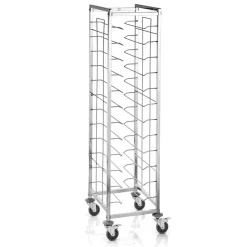 Tablettwagen für 12 Tabletts 45,5 x 35,5 cm, 53 x 42 x 181 cm, Chromnickelstahl