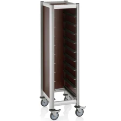 Tablettwagen MDF Holzoptik/Alu für 10x GN1/1 Tabletts, braun