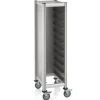 Tablettwagen MDF Holzoptik/Alu für 10x GN1/1 Tabletts, silber
