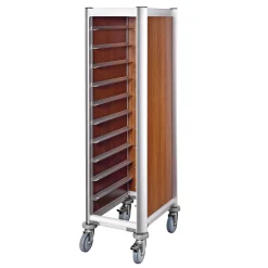 Tablettwagen MDF Holzoptik/Alu für 10 Tabletts 45,4x35,5cm, braun