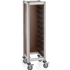 Tablettwagen MDF Holzoptik/Alu für 10 Tabletts 45,4x35,5cm, braun