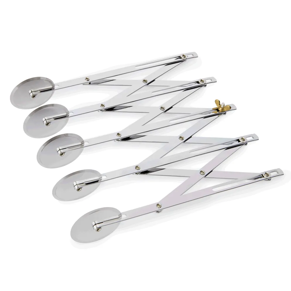 Teigschneider, 5 Rädchen Ø 5 cm, 24 cm, mit justierbarer max. Schnittbreite 12 cm, Edelstahl