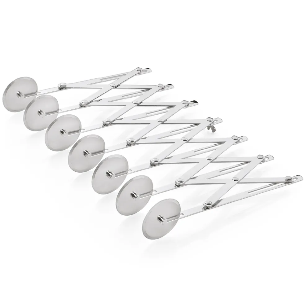 Teigschneider, 7 Rädchen, Ø 5 cm, 24 cm, mit justierbarer max. Schnittbreite 12 cm, Edelstahl