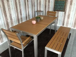 Terrassenstuhl Bari Teak mit Armlehne, stapelbar
