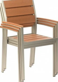Terrassenstuhl Bari Teak mit Armlehne, stapelbar
