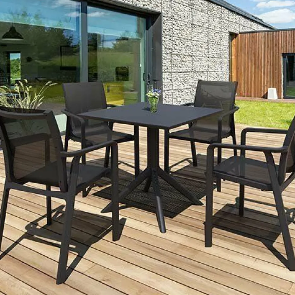 Terrassenstuhl Lenay-A, schwarz