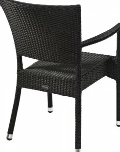 Terrassenstuhl Leo mit Armlehnen schwarz, stapelbar