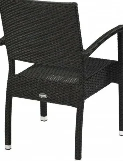 Terrassenstuhl Nizza Seagrass mit Armlehnen schwarz