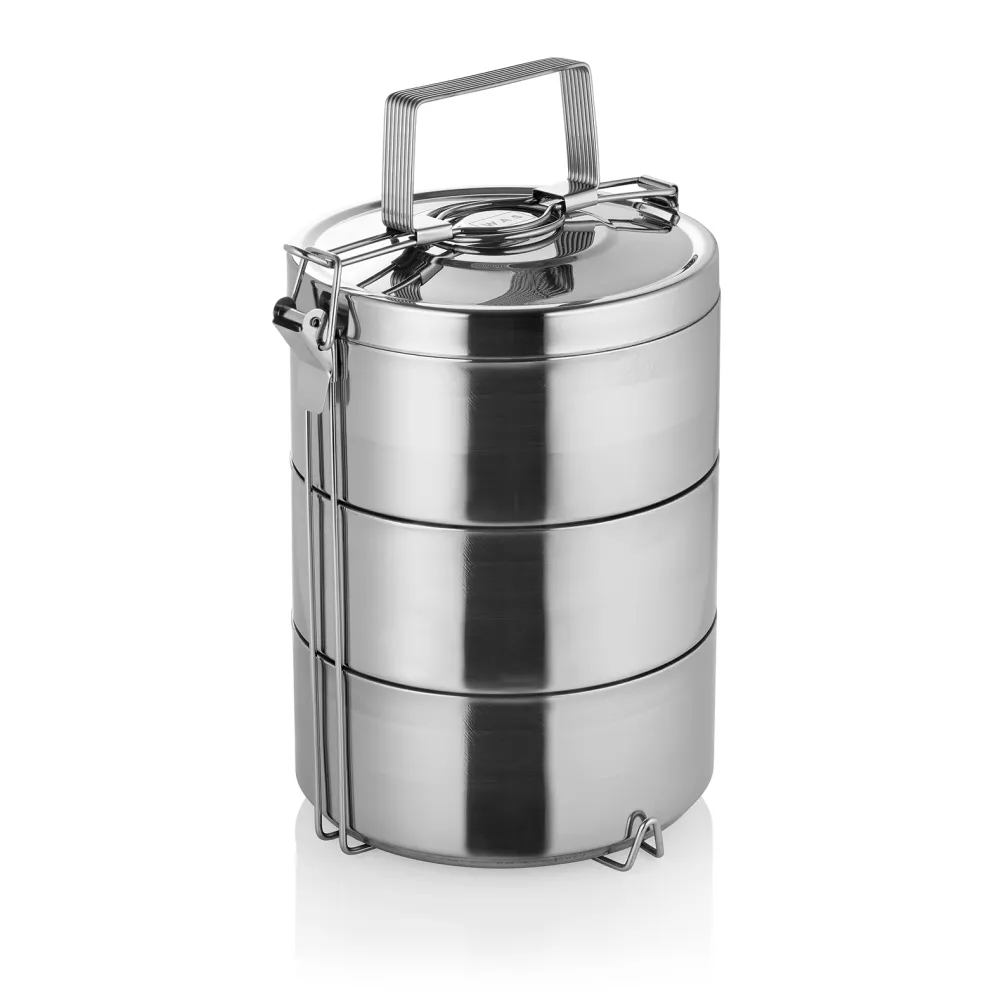 Thermoetagentransportbehälter mit 3 Speiseeinsätzen á 0,9 Liter, Edelstahl