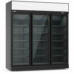 Tiefkühlschrank 3 Glastüren Schwarz Ins-1530F Bl 1480 L, 1880x710x2092mm
