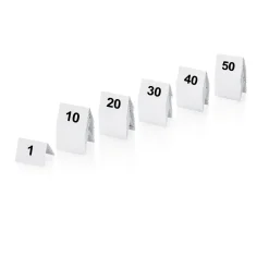 Tischnummernschild Set 1-50, 5 x 3,5 x 3,5 cm, 50-teilig, Kunststoff