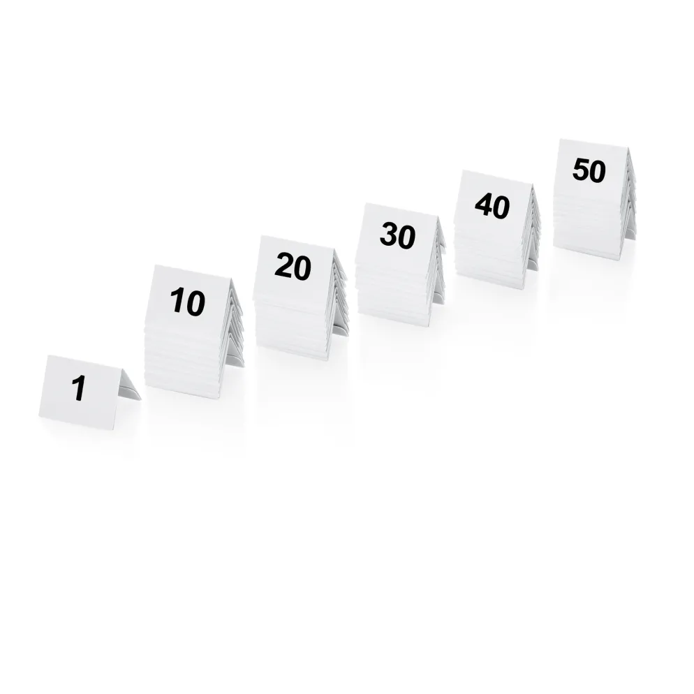 Tischnummernschild Set 1-50, 5 x 3,5 x 3,5 cm, 50-teilig, Kunststoff