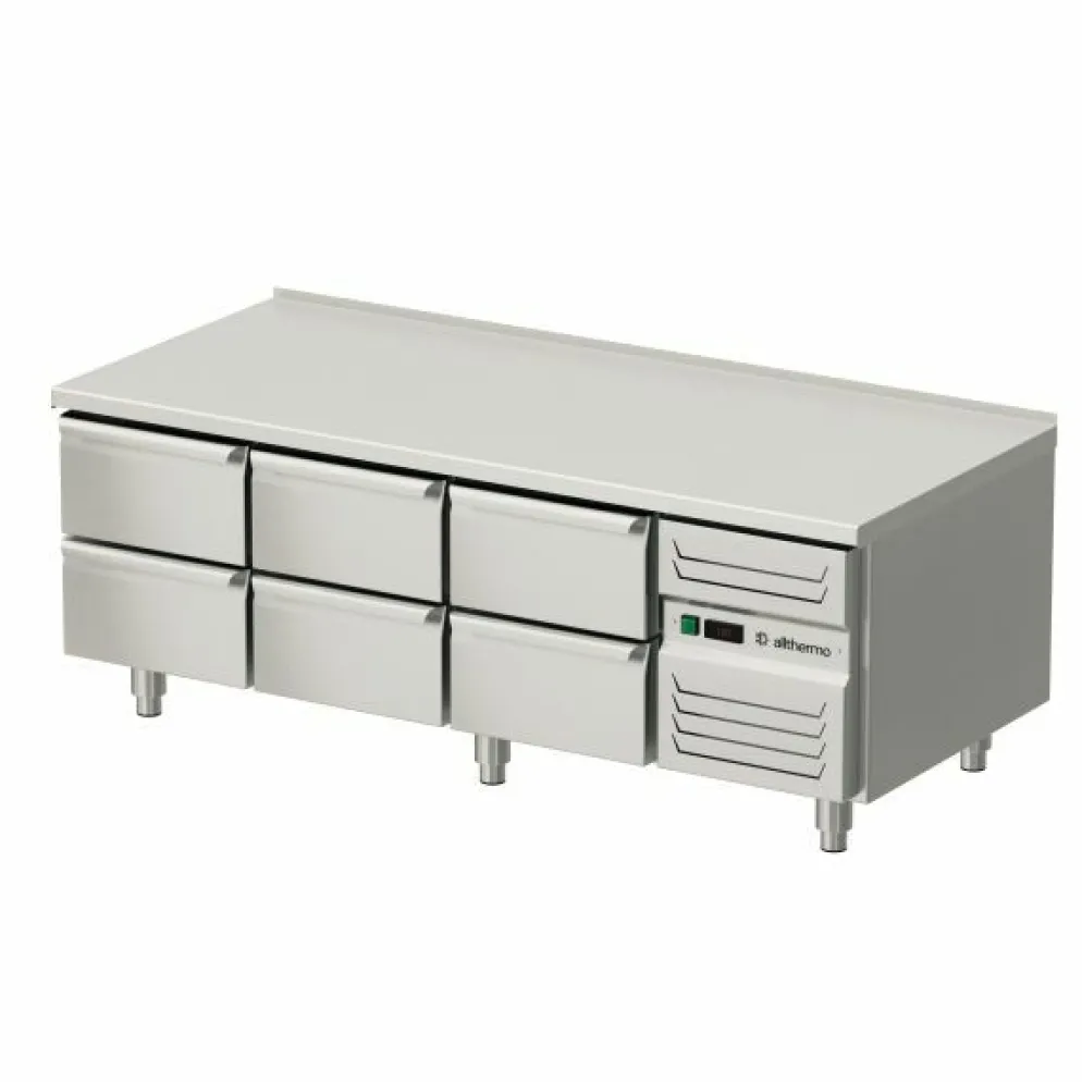 Unterbaukühltisch Edelstahl 6 Schubladen GN1/1, 1600 mm